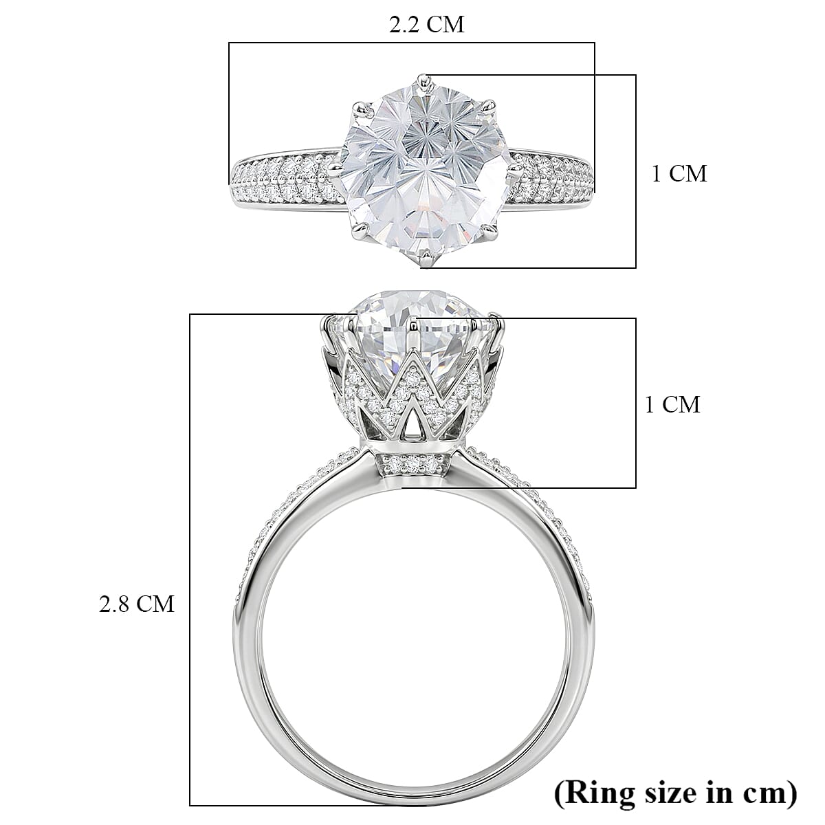 D'Joy GRA Certified Moissanite (VVS-D) Solitaire Ring in Rhodium Overlay Sterling Silver 3.00 Ct. V32538799 6