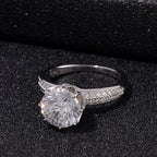 D'Joy GRA Certified Moissanite (VVS-D) Solitaire Ring in Rhodium Overlay Sterling Silver 3.00 Ct._8531780_2