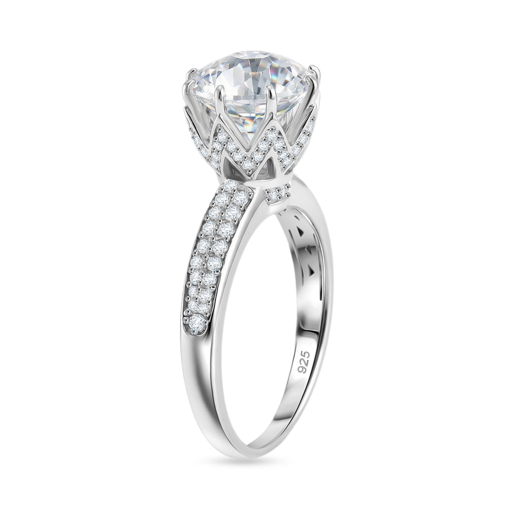 D'Joy GRA Certified Moissanite (VVS-D) Solitaire Ring in Rhodium Overlay Sterling Silver 3.00 Ct._8531780_3