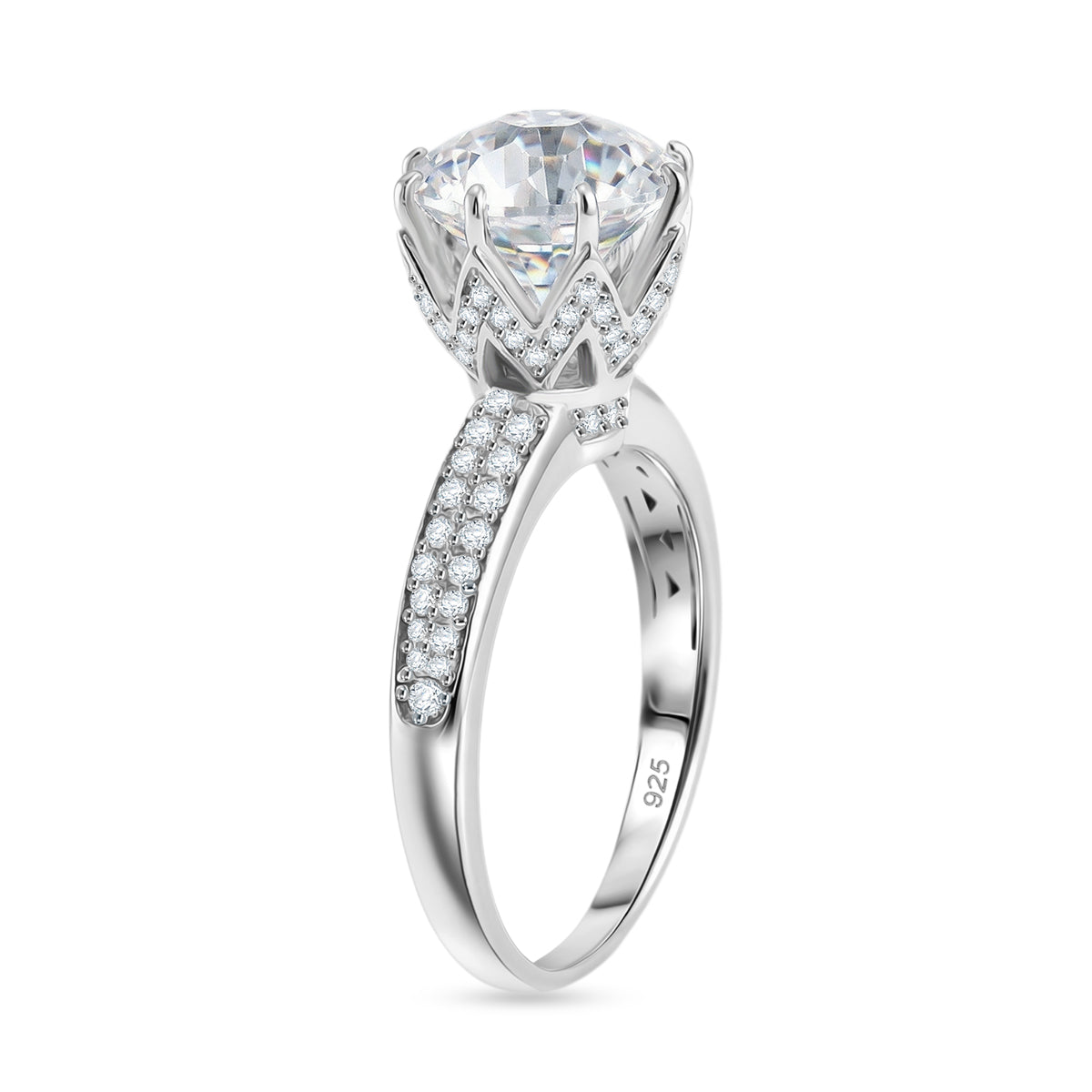 D'Joy GRA Certified Moissanite (VVS-D) Solitaire Ring in Rhodium Overlay Sterling Silver 3.00 Ct. V32524641 4