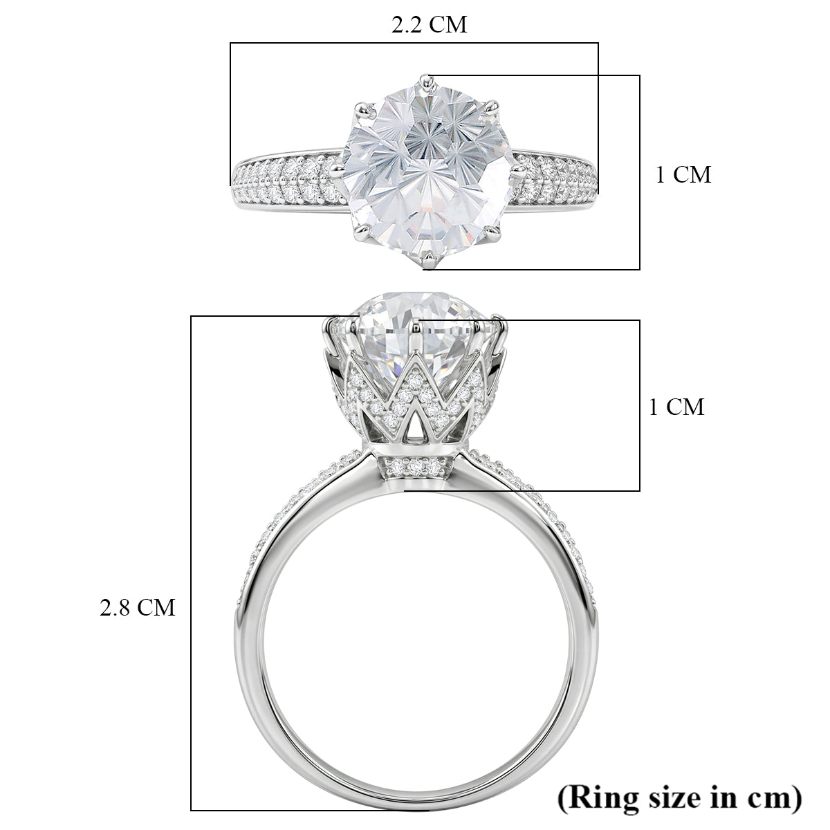 D'Joy GRA Certified Moissanite (VVS-D) Solitaire Ring in Rhodium Overlay Sterling Silver 3.00 Ct. V32524641 6