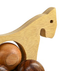 Livmore Handcrafted Wooden Horse Rolling Toy with Wheels (12 x 11 x 8 cm) - Light Beige & Brown_8531843_4
