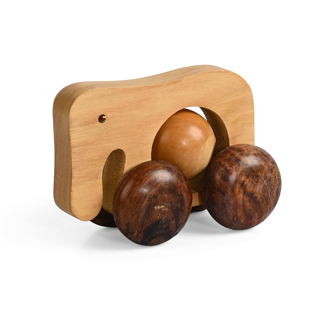 Livmore Handcrafted Wooden Elephant Rolling Toy with Wheels (9 x 10 x 8 cm) - Brown_8531874