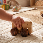 Livmore Handcrafted Wooden Elephant Rolling Toy with Wheels (9 x 10 x 8 cm) - Brown_8531874_1