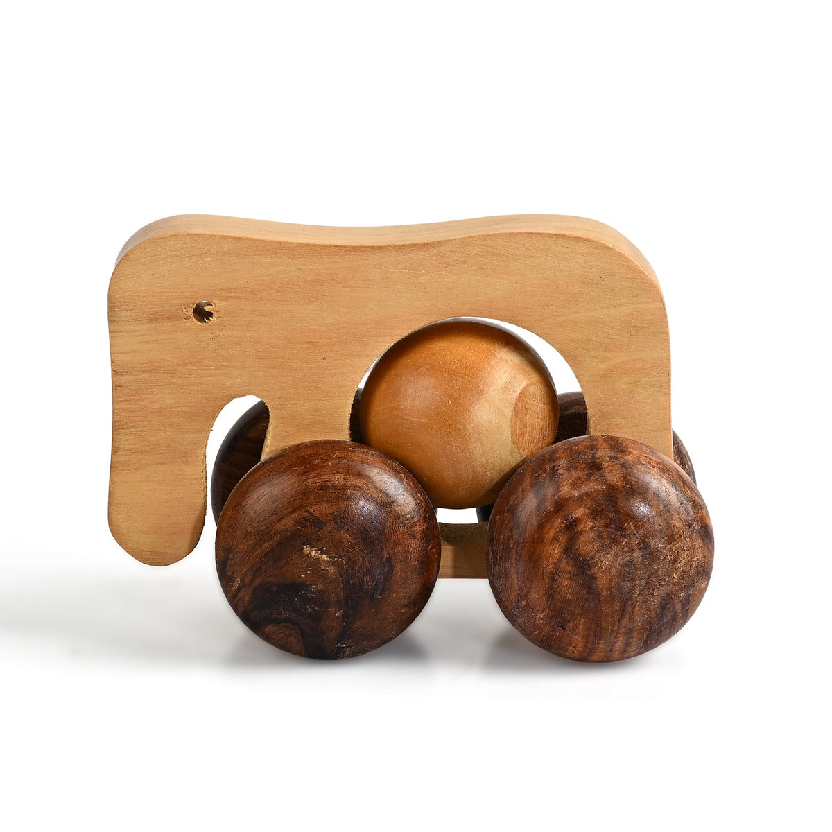 Livmore Handcrafted Wooden Elephant Rolling Toy with Wheels (9 x 10 x 8 cm) - Brown V32757268 3