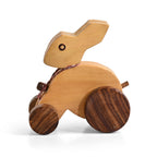 Livmore Handcrafted Wooden Rabbit Rolling Toy with Wheels (15 x 13 x 8 cm) - Brown_8531875_2