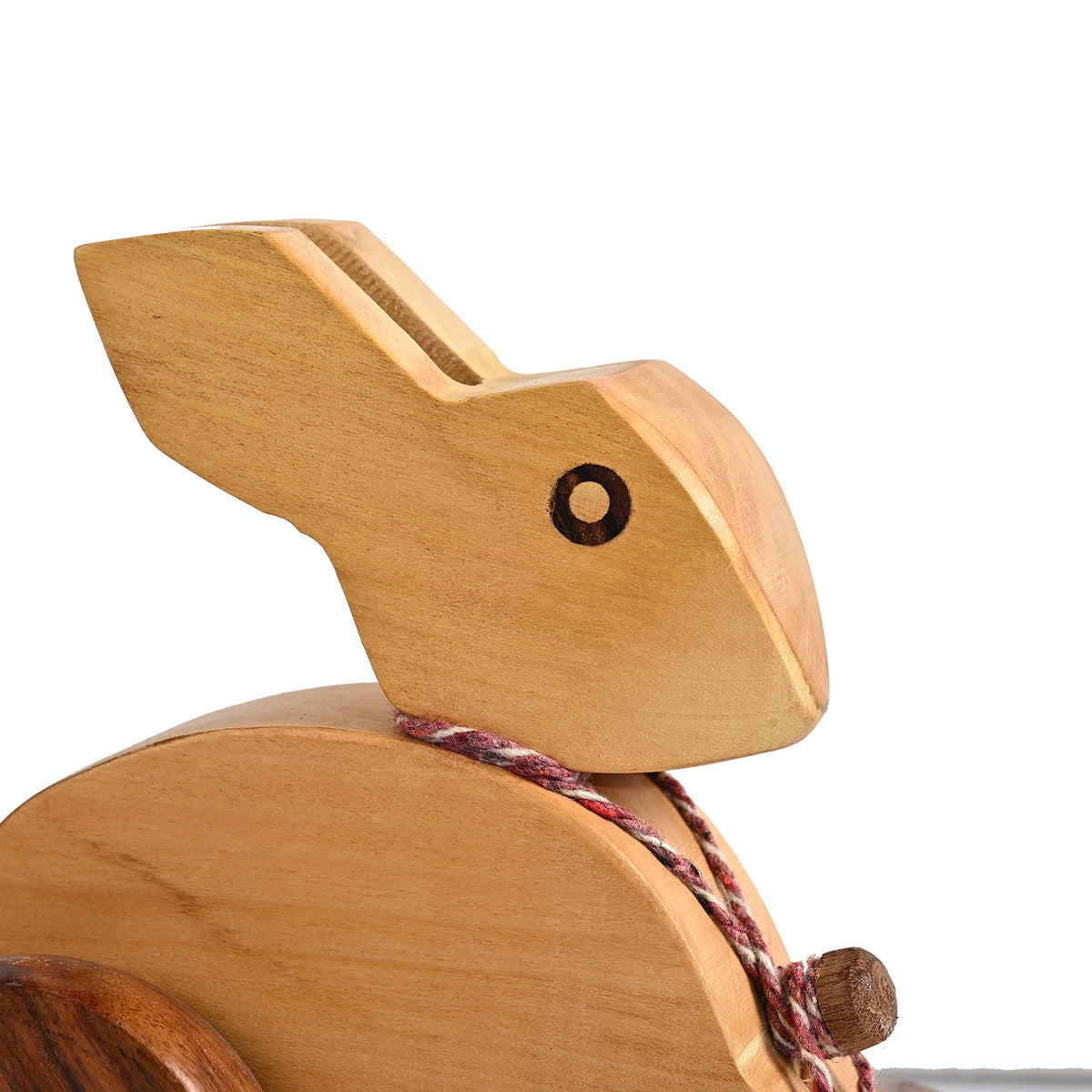 Livmore Handcrafted Wooden Rabbit Rolling Toy with Wheels (15 x 13 x 8 cm) - Brown V32743808 5