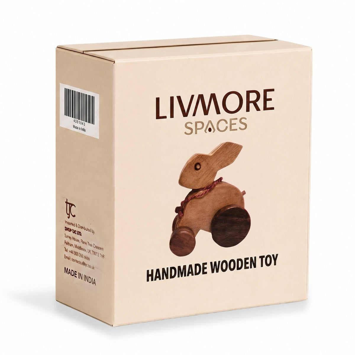 Livmore Handcrafted Wooden Rabbit Rolling Toy with Wheels (15 x 13 x 8 cm) - Brown V32743808 6