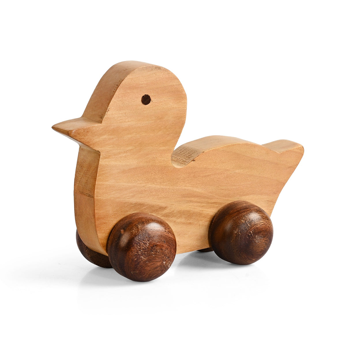 Livmore Handcrafted Wooden Duck Rolling Toy with Wheels (12 x 10 x 8 cm) - Brown V32746554 0