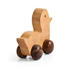 Livmore Handcrafted Wooden Duck Rolling Toy with Wheels (12 x 10 x 8 cm) - Brown_8531876_3