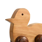 Livmore Handcrafted Wooden Duck Rolling Toy with Wheels (12 x 10 x 8 cm) - Brown_8531876_4