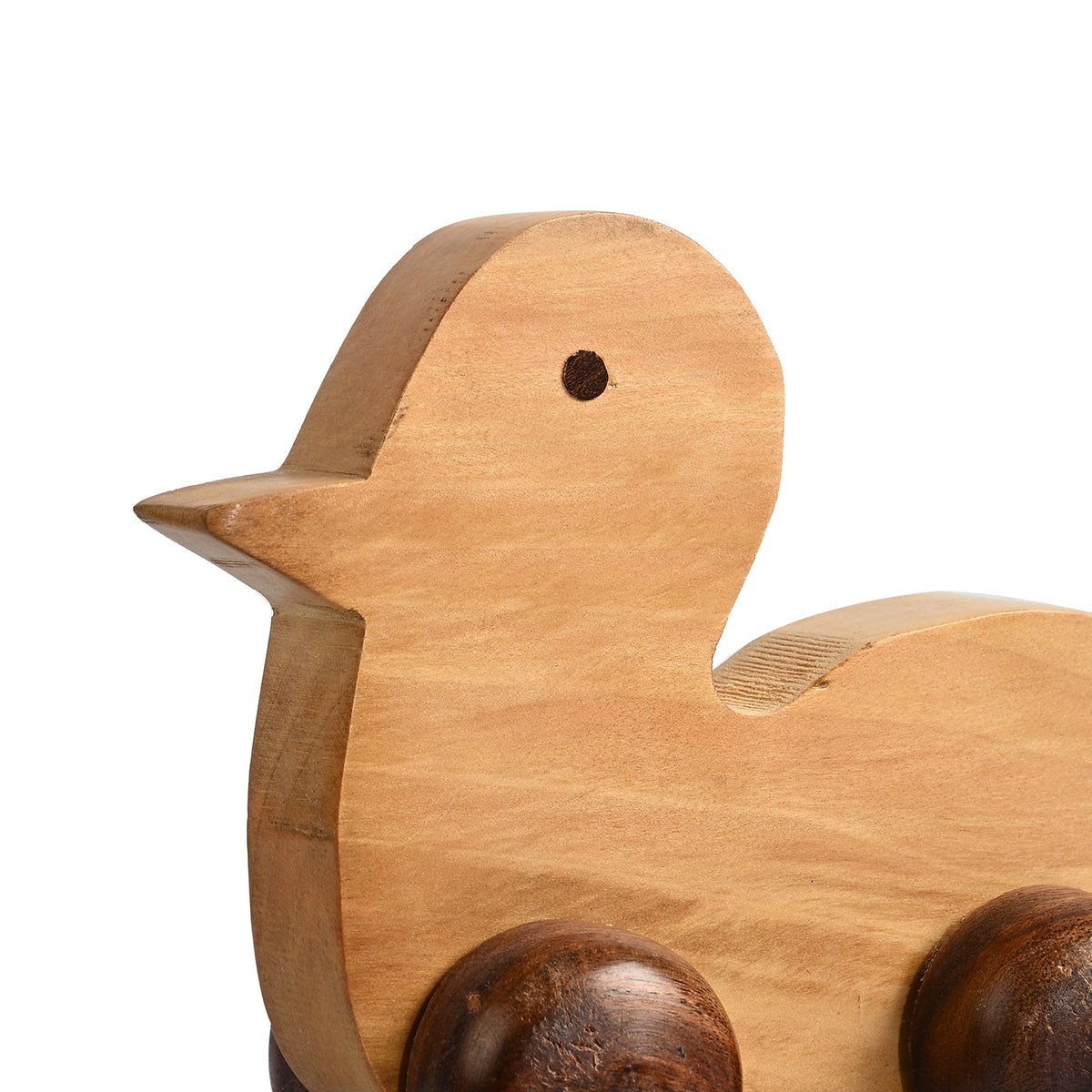 Livmore Handcrafted Wooden Duck Rolling Toy with Wheels (12 x 10 x 8 cm) - Brown V32746554 5
