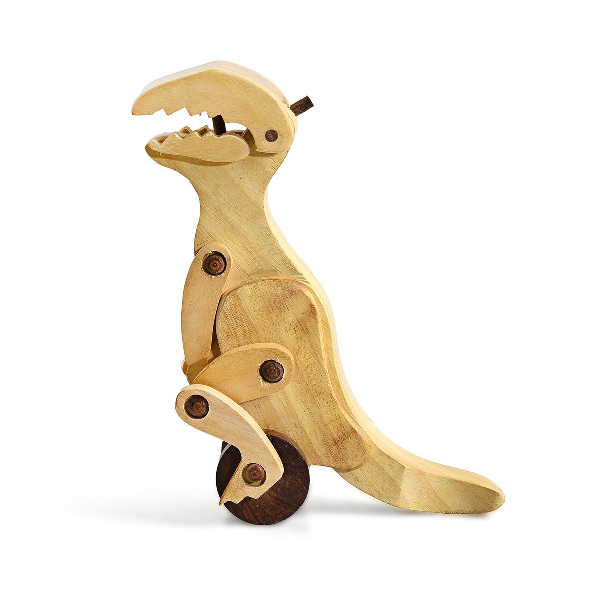 Livmore Handcrafted Wooden Toy Dinosaur Figurines (10.2 x 3.1 x 4.3 cm) - Light Beige &amp; Brown V32751287 3