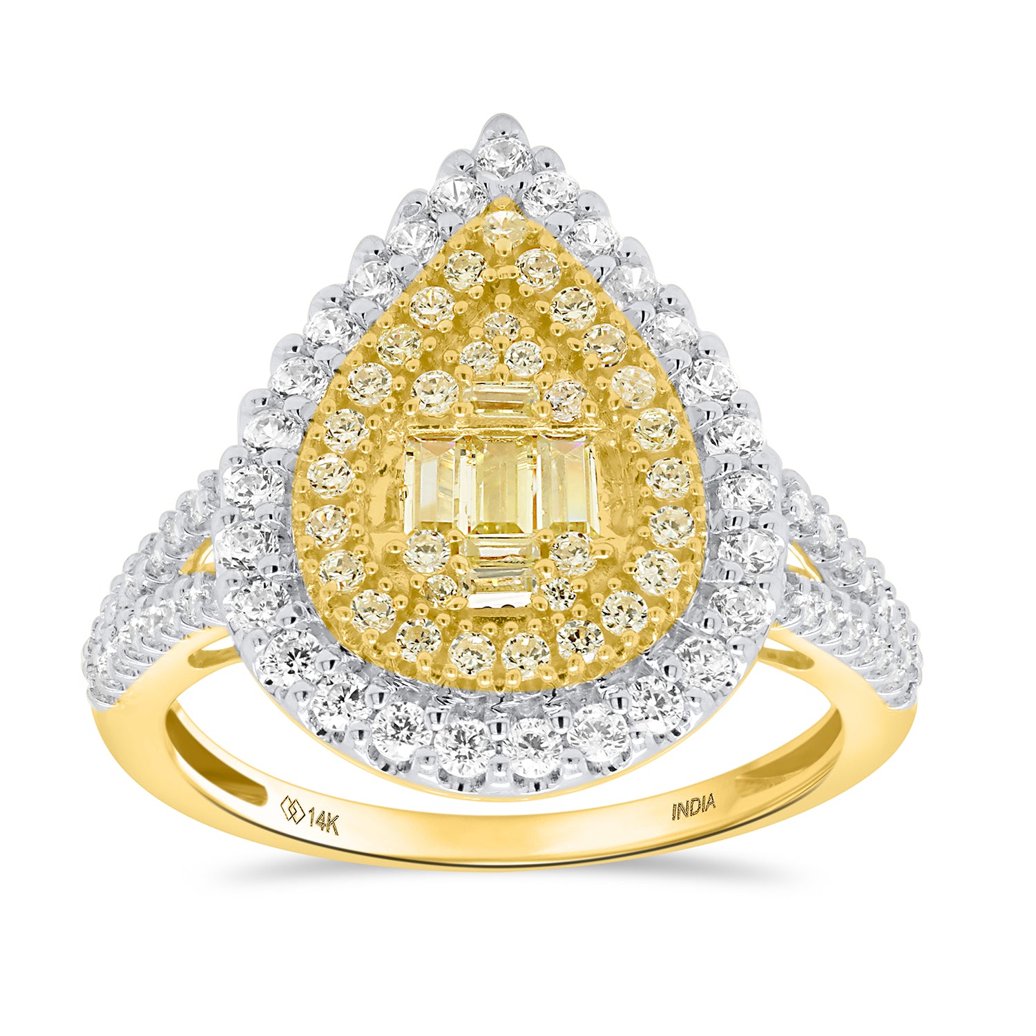 NY Closeout Deal - 14K Yellow Gold Earth Mined Arygle NATURAL Yellow Diamond Ring 1.00 Ct, Gold Wt. 3.50 Gms- Pear 8531972 0