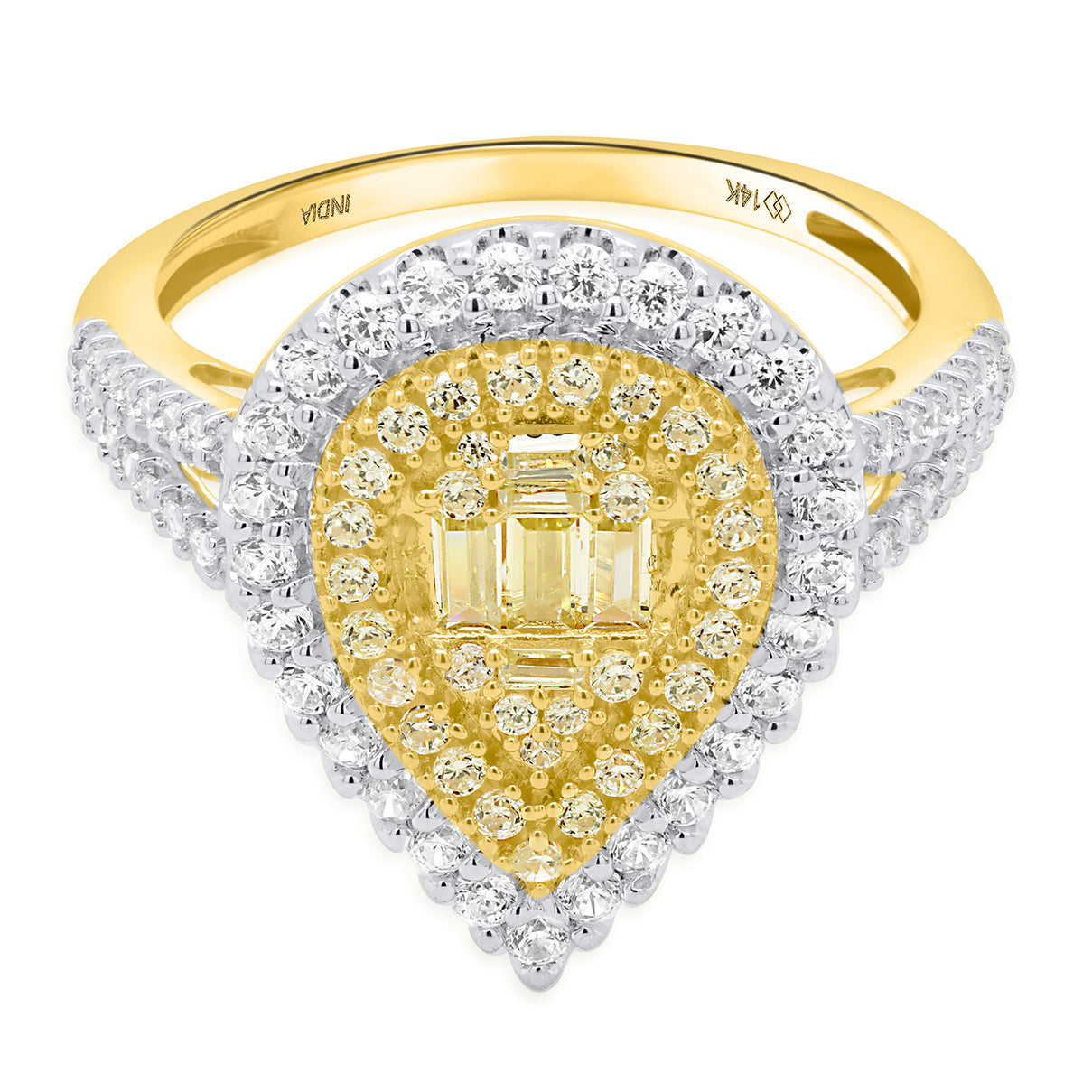 NY Closeout Deal - 14K Yellow Gold Earth Mined Arygle NATURAL Yellow Diamond Ring 1.00 Ct, Gold Wt. 3.50 Gms- Pear 8531972 1