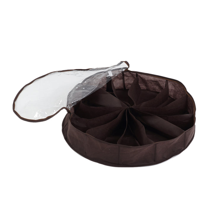 Round Non-Woven Underbed Shoe Storage Organiser Bag (Size 75x15cm) - Brown 8532171 1