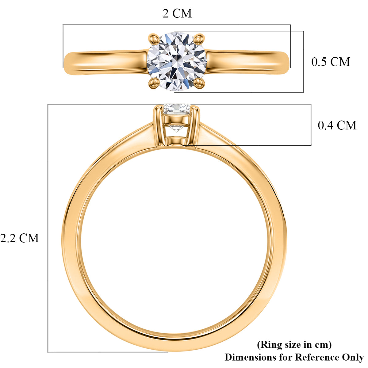 LUXURIANT Lab Grown Diamond Solitaire Ring in 18K Vermeil Yellow Gold Plated Sterling Silver (SI-G-H) 8532212 8