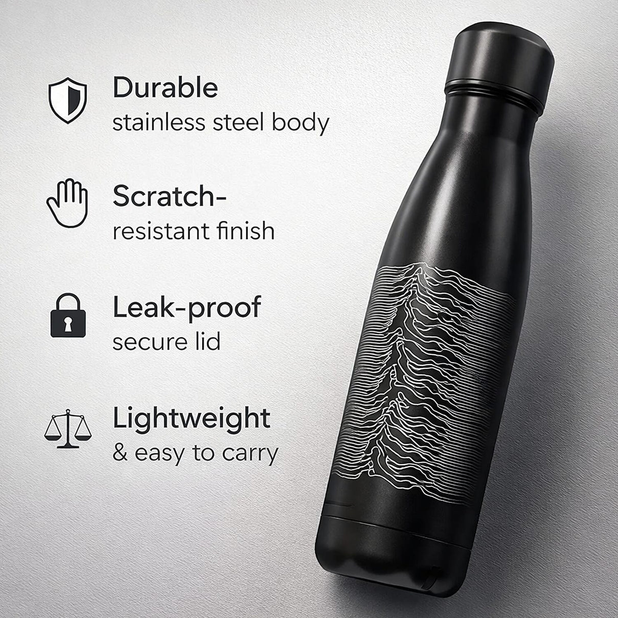 Joy Division Metal Drinks Stainless Steel Bottle - Black 8532358 3