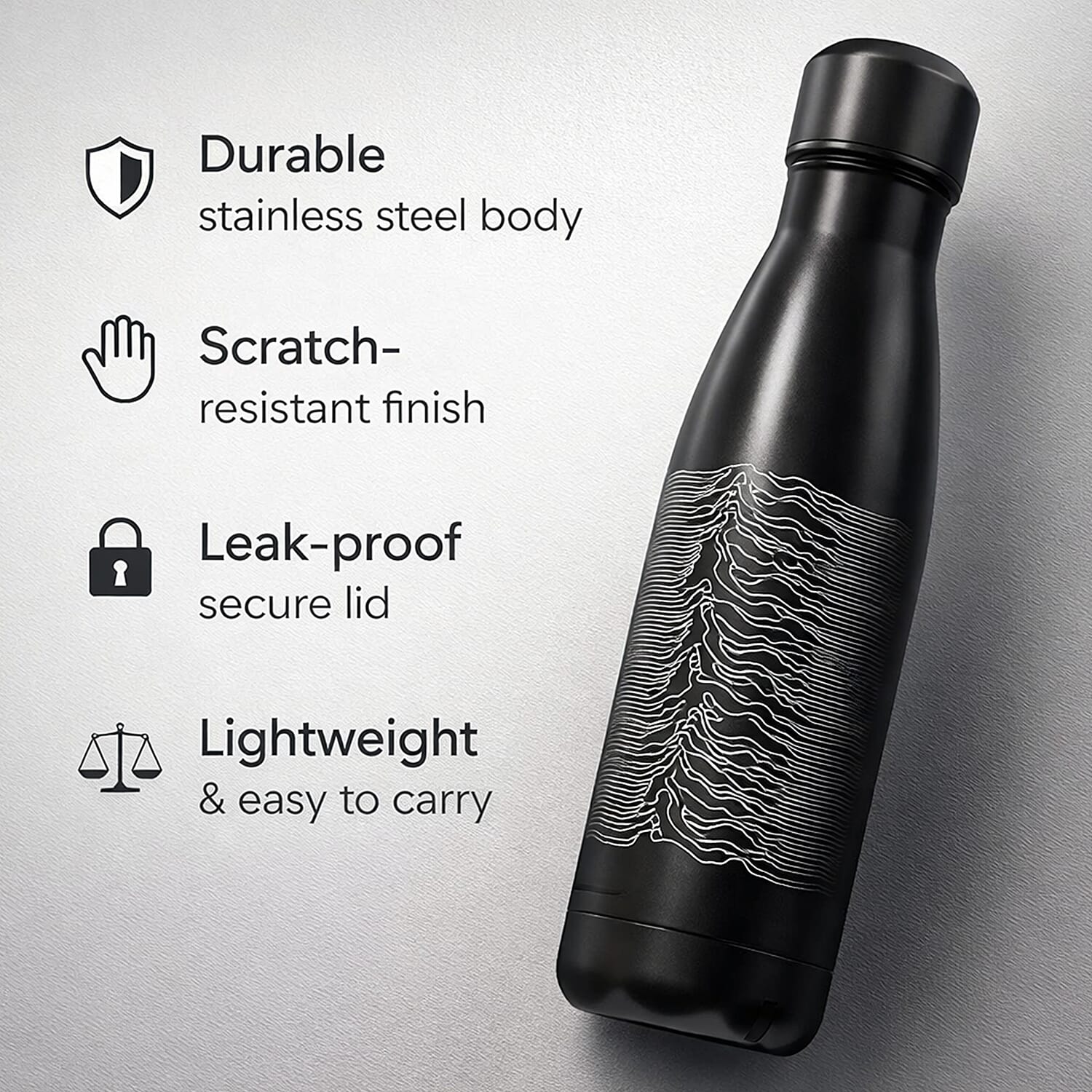 Joy Division Metal Drinks Stainless Steel Bottle - Black 8532358 3