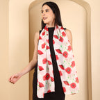 100% Mulberry Silk Signature Printed Silk Scarf (Size 50 x 175 m) - Red_8532707_1