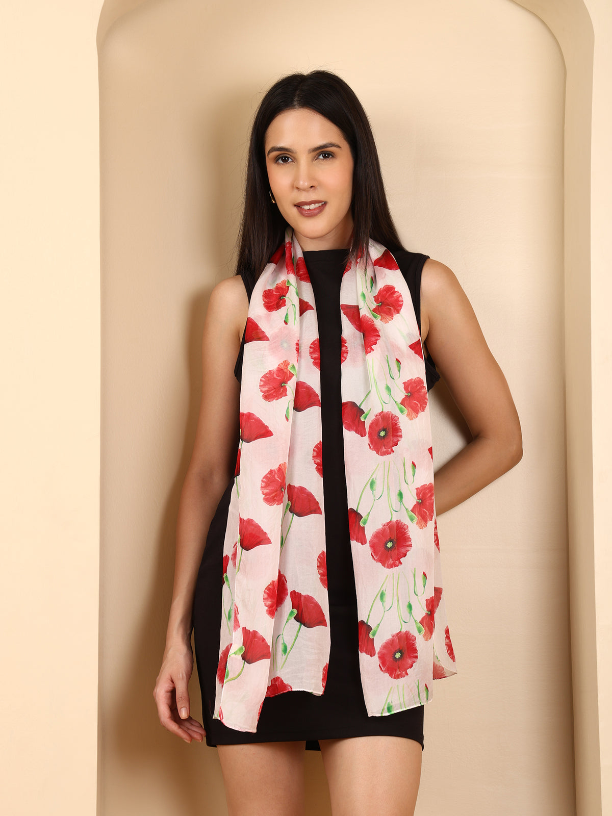 100% Mulberry Silk Signature Printed Silk Scarf (Size 50 x 175 m) - Red V32575260 2
