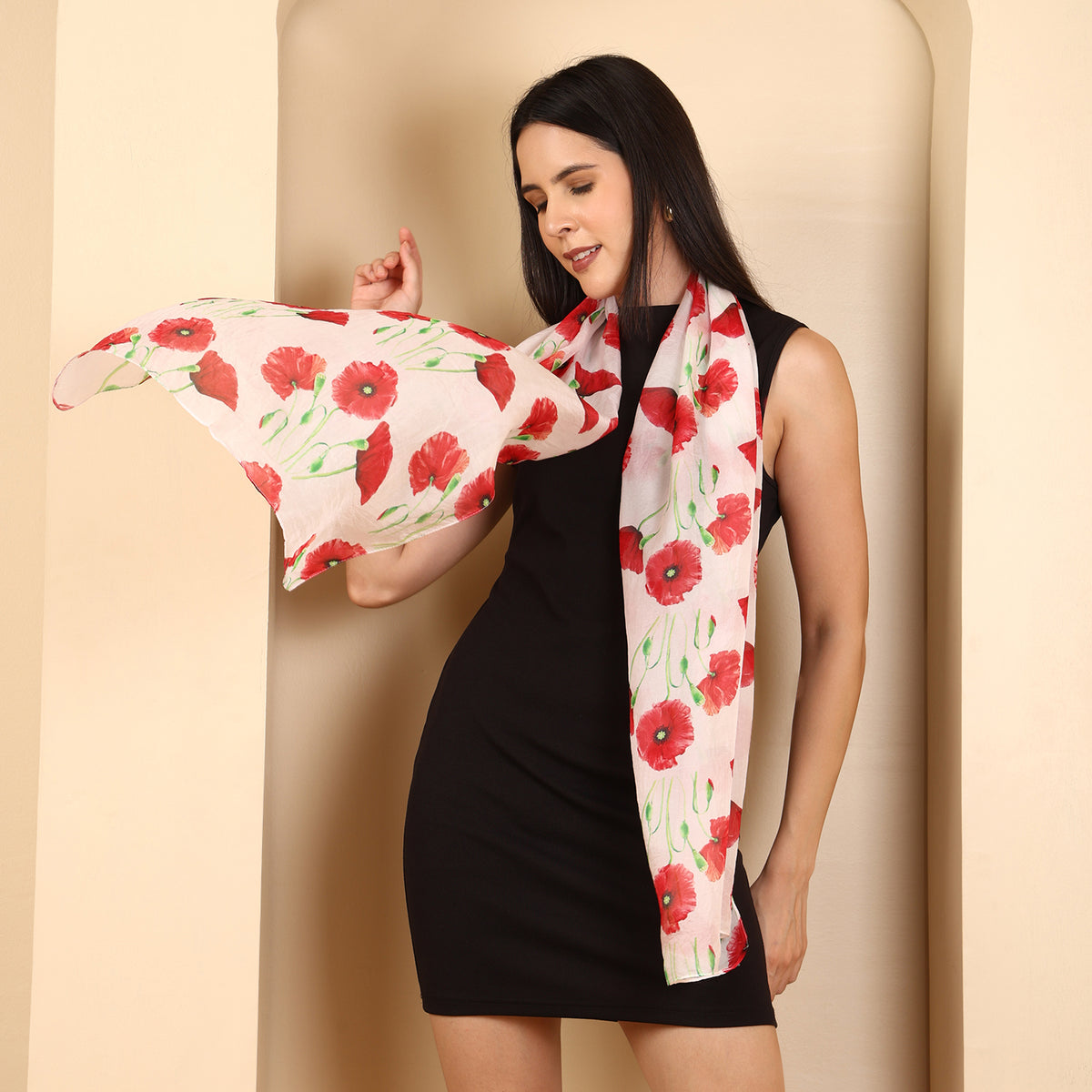 100% Mulberry Silk Signature Printed Silk Scarf (Size 50 x 175 m) - Red V32575260 3