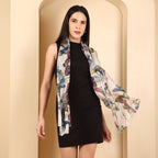 100% Mulberry Silk Signature Printed Silk Scarf (Size 50 x 175 m) - Beige_8532710_1