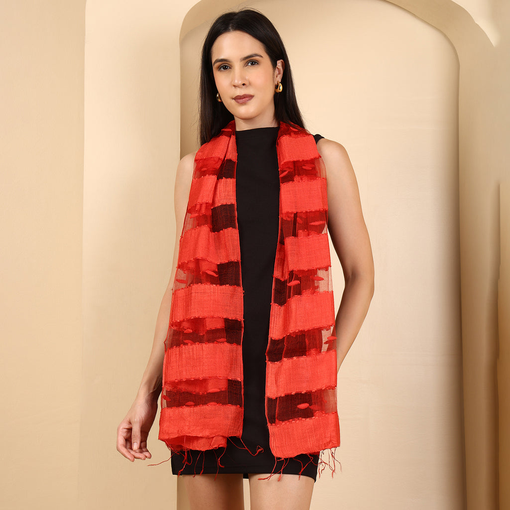 La Marey Silk Modal Scarf - Red_8532721_2
