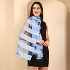 La Marey Silk Modal Scarf - Blue_8532723_5