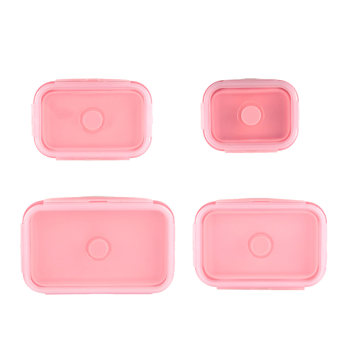LIVMORE Set of 4 Food-Grade Silicone Collapsible Bowls (350ml-1200ml) - Microwave, Freezer &amp; Dishwasher Safe Stackable Meal Prep Containers - Pink V32647284 3