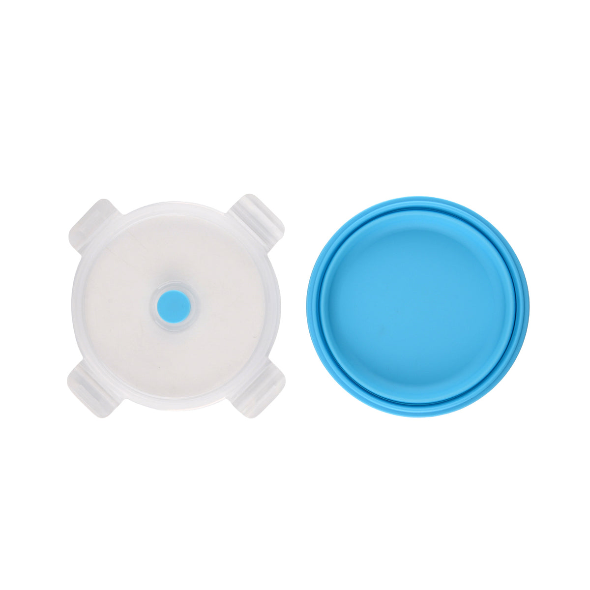 LIVMORE Set of 4 Food-Grade Silicone Collapsible Bowls (350ml-1200ml) - Microwave, Freezer &amp; Dishwasher Safe Stackable Meal Prep Containers - Blue. V32645646 7