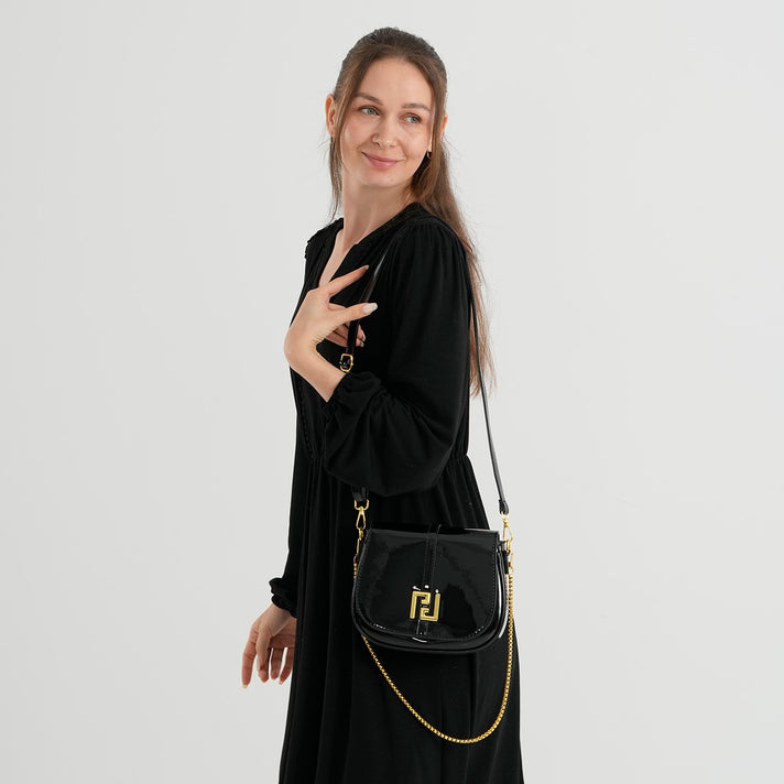 Designer Closeout - Patent Chic Crossbody Bag - Black 8535346 1