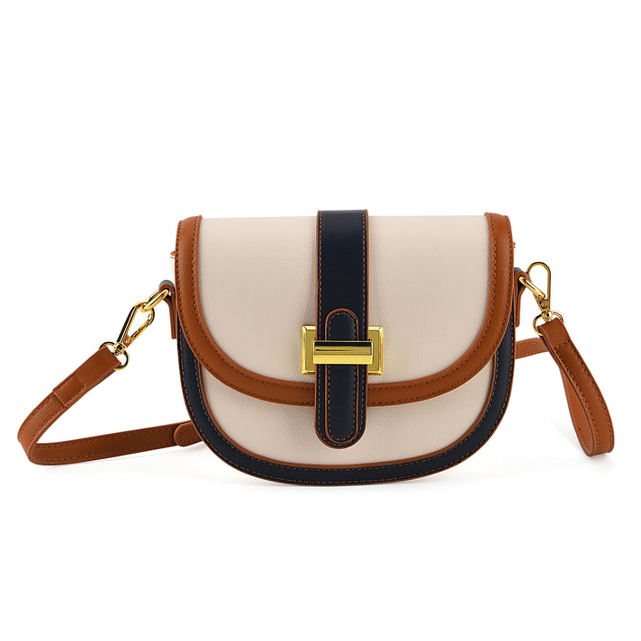 One Time CloseOut-Ladies Colour Block Saddle Crossbody Bag - White 8535396 1