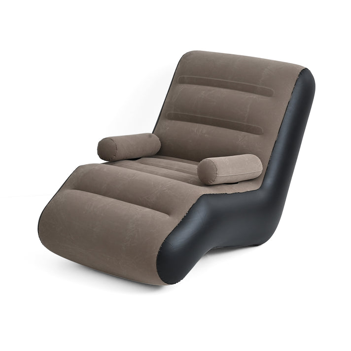 S-Curve Recliner Design Inflatable Ergonomic Lounger Armchair - 110Kg Weight Capacity - Light Brown &amp; Black 8535501 1