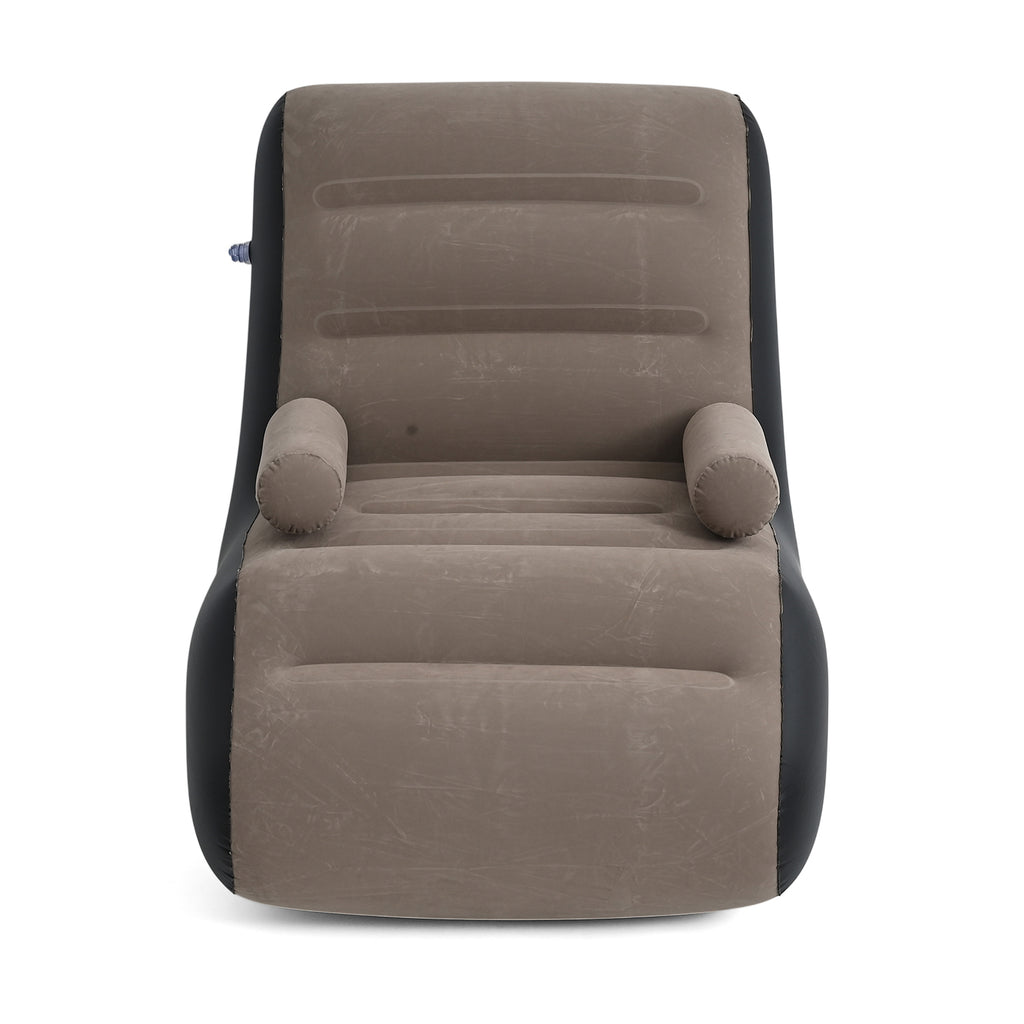 S-Curve Recliner Design Inflatable Ergonomic Lounger Armchair - 110Kg Weight Capacity - Light Brown & Black_8535501_1