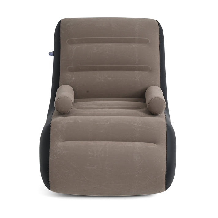 S-Curve Recliner Design Inflatable Ergonomic Lounger Armchair - 110Kg Weight Capacity - Light Brown &amp; Black 8535501 2