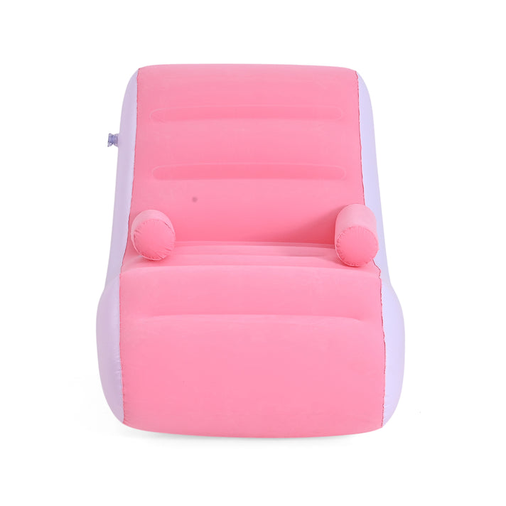 S-Curve Recliner Design Inflatable Ergonomic Lounger Armchair - 110Kg Weight Capacity - Light Pink &amp; White 8535502 2