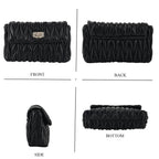 Women's Ruched-Gathered Texture Shoulder Bag with Chain Detail - Black_8535726_3