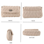 Women's Ruched-Gathered Texture Shoulder Bag with Chain Detail - Off White_8535728_3