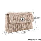 Women's Ruched-Gathered Texture Shoulder Bag with Chain Detail - Off White_8535728_6
