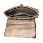 Women's Ruched-Gathered Texture Shoulder Bag with Chain Detail - Metalic Bronze_8535730_4