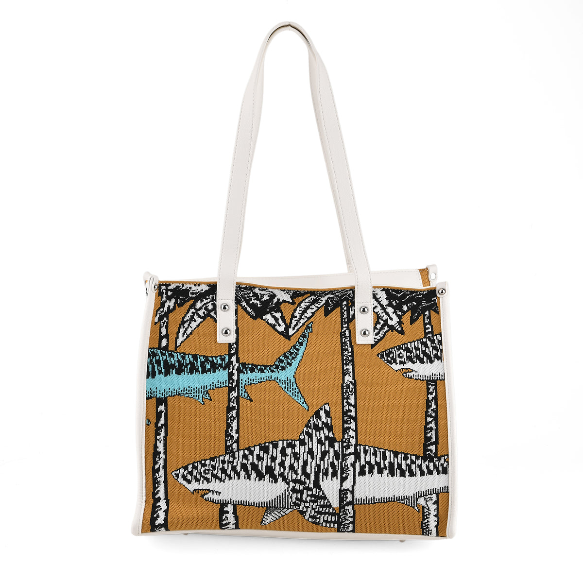 Designer-Inspired Ladies Shark Print Lightweight Tote Shoulder Bag - Dark Yellow 8535833 0