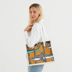 Patterned Tote Bag (Size 37x30x13 cm) - Brown_8535833_1