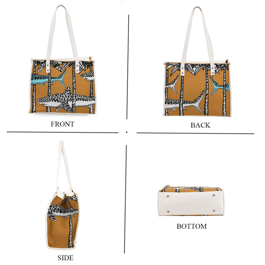 Patterned Tote Bag (Size 37x30x13 cm) - Brown_8535833_3