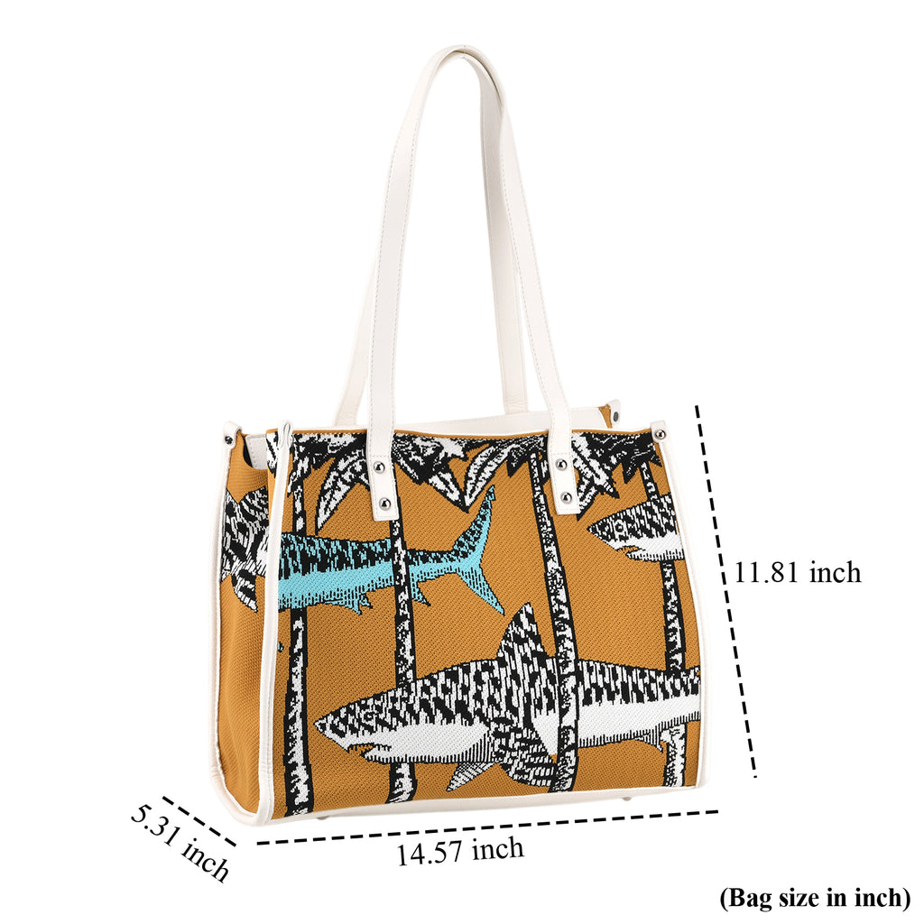 Patterned Tote Bag (Size 37x30x13 cm) - Brown_8535833_6