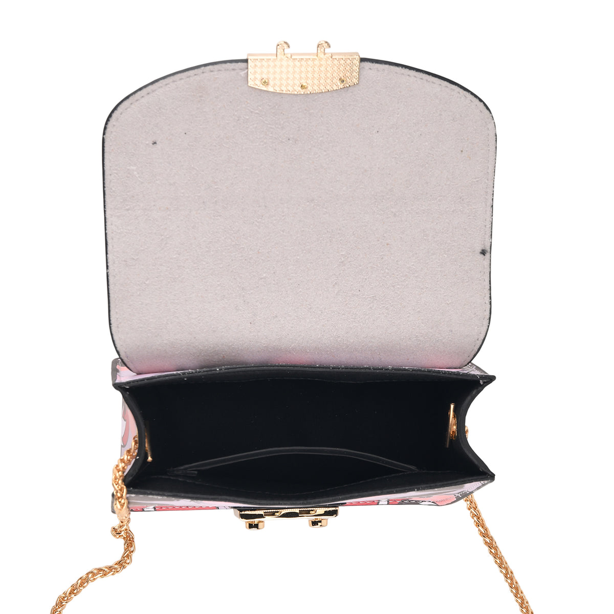 Designer Inspired Printed Shoulder Bag with Chain Strap - Lilac Luster with Red Fox V32645607 5