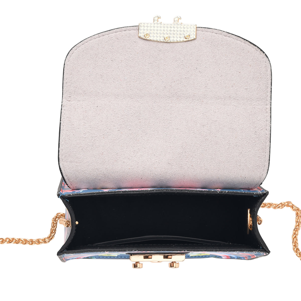 Designer Inspired Parrot Print Shoulder Bag with Chain Strap - Teal &amp; Pink V32650819 5