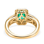 AAA Lab Grown Colombian Emerald (1.30 Cts) & Lab Grown Diamond SI/GH Halo Ring in 18K Vermeil Yellow Gold Plated Sterling Silver 1.70 Ct_8535890_4