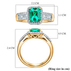 AAA Lab Grown Colombian Emerald (1.30 Cts) & Lab Grown Diamond SI/GH Halo Ring in 18K Vermeil Yellow Gold Plated Sterling Silver 1.70 Ct_8535890_5