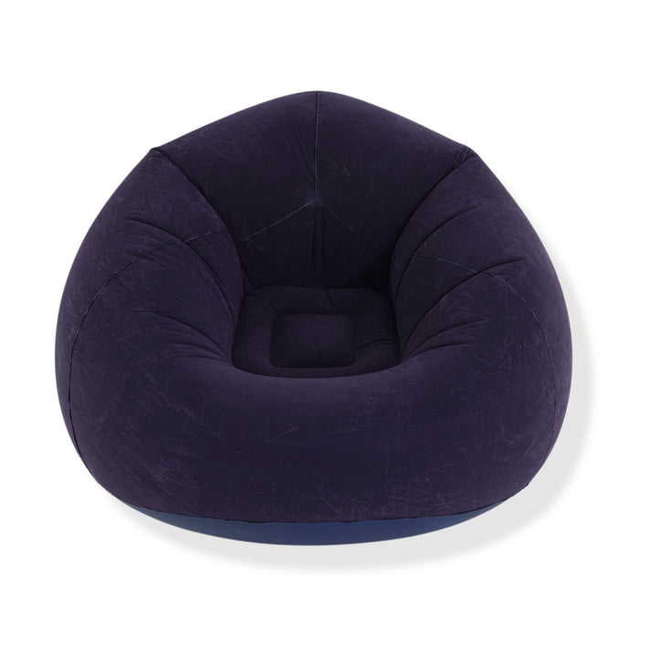 Inflatable Flocked Armchair - 150kg Capacity Blow Up Lounger Chair with Hand Pump - Navy 8535912 2